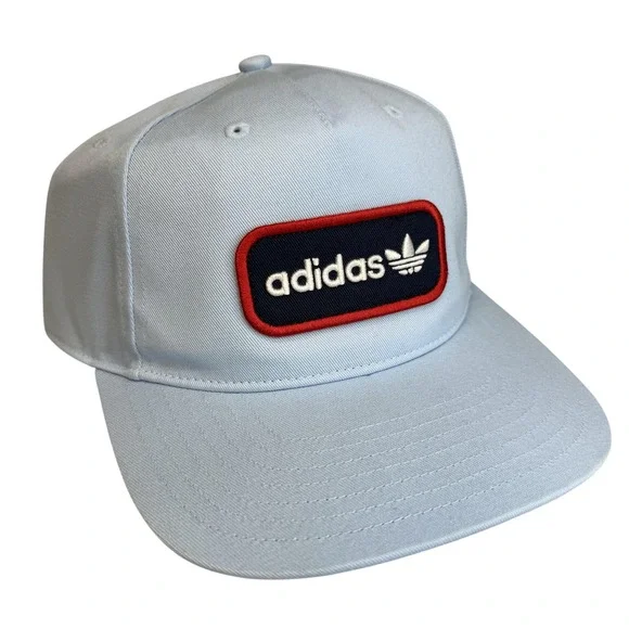 Adidas Hat Cap Snap Back Mens One Size Blue OG Patch 5 Panel Twill Trefoil Logo - Picture 1 of 9